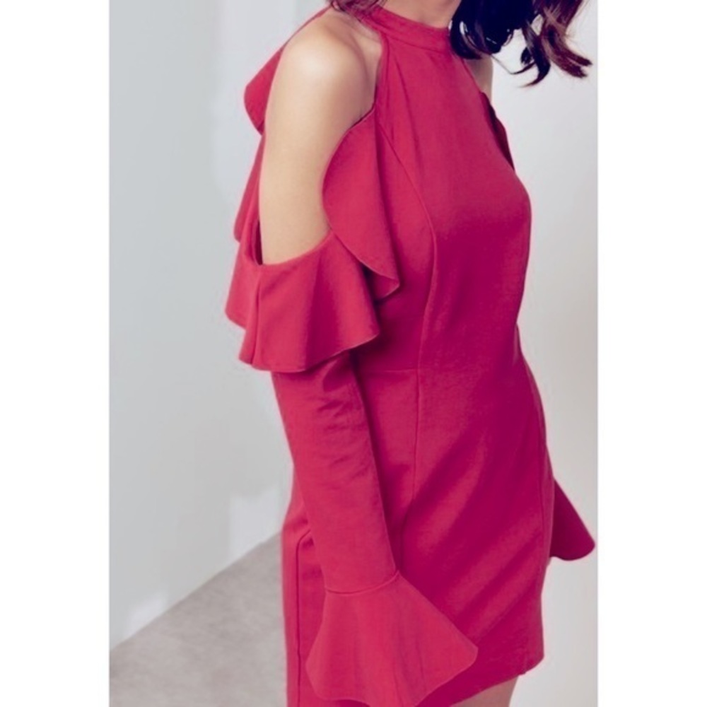 Free People Cold Shoulder Raspberry Dress Size Small - Picture 2 of 4